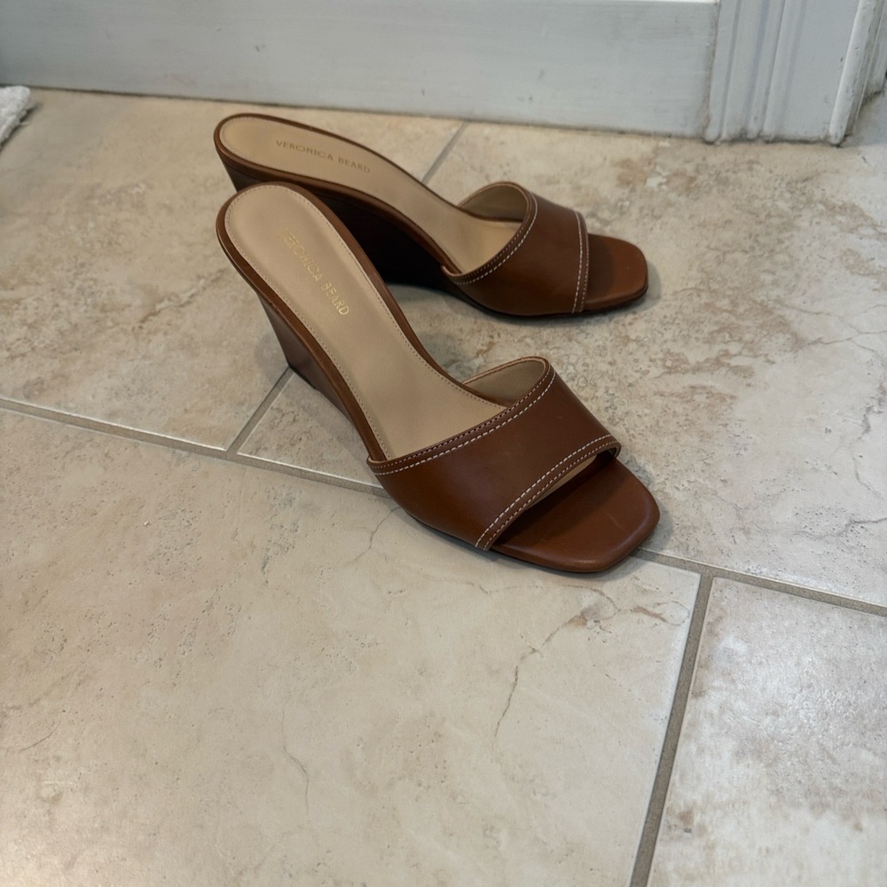 Veronica Beard Tan Wedge Sandals